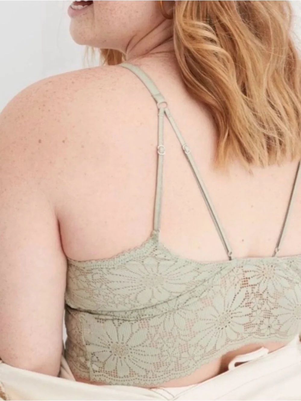 Aerie Lace Floral Bralette - Sage Green